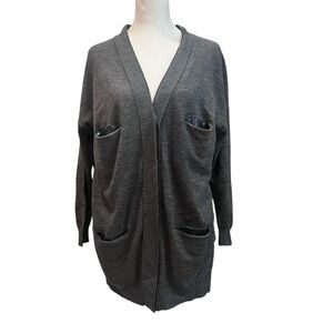 3.1 Phillip Lim Gray Merino Wool Cardigan Pockets Sequins Size XS